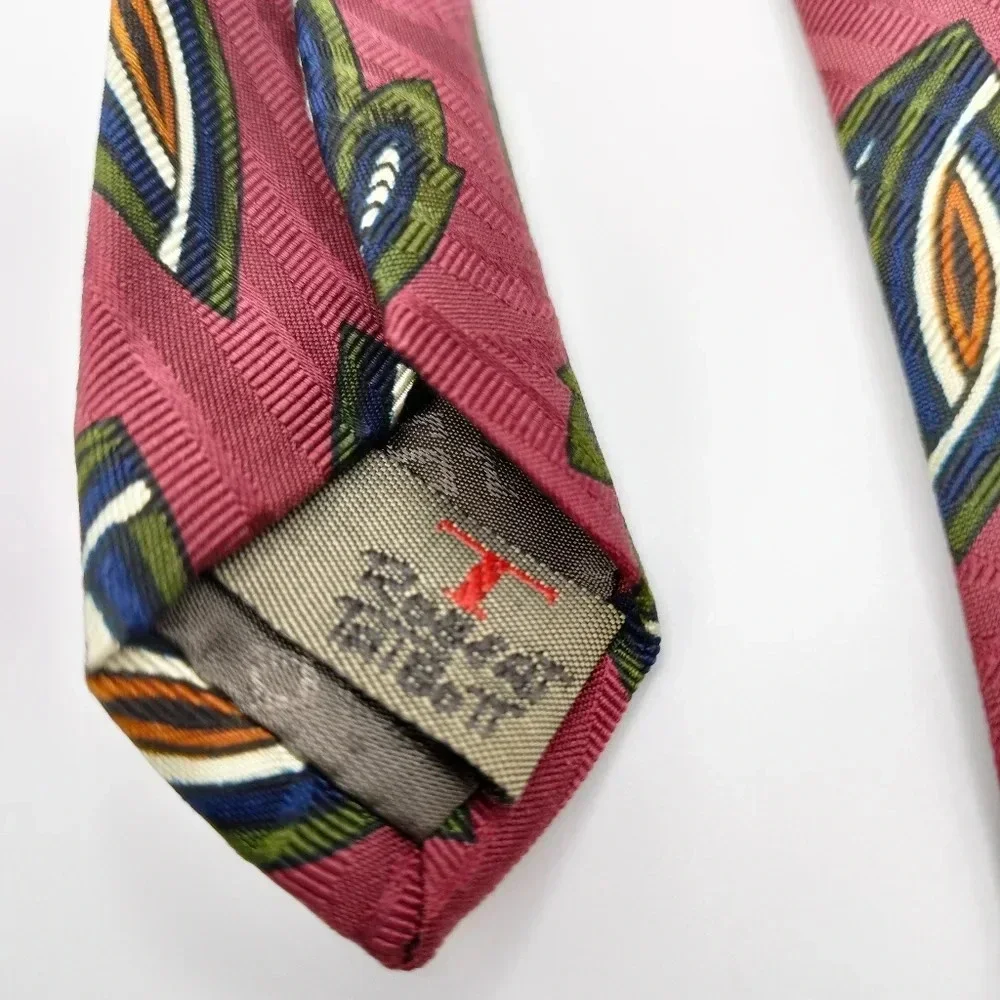 Talbott Studio Men's Silk Necktie Tie Abstract Leaf pattern Hand Sewn 58…